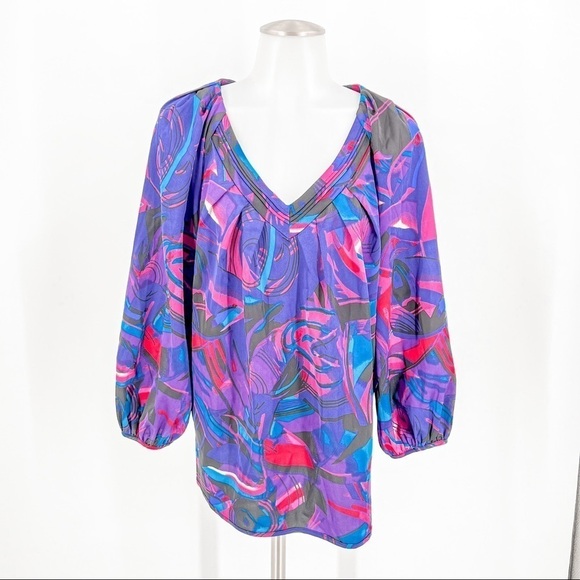Neiman Marcus colorful blouse - Picture 1 of 5